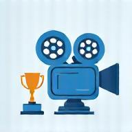 Image representing a filmmaker's success with a camera icon.